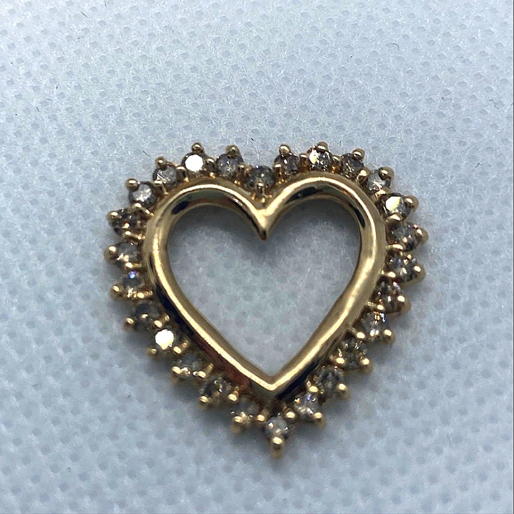 Solid 10k yellow gold slide Pendant. Genuine champagne diamonds!
